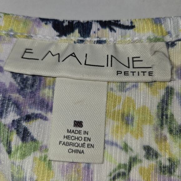 Emaline Woman Petite 2X Top Floral Blouse Micro Pleats Flowy Casual Career New - Picture 2 of 13